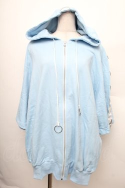 画像1: REFLEM / Dリングロゴテープ半袖ZIPパーカー  サックス S-25-12-21-046-PU-TO-HR-ZS