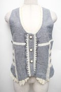 axes femme / シフォン切替ベスト  ブルー S-25-12-21-047-AX-TO-HR-ZS