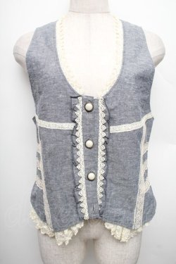 画像1: axes femme / シフォン切替ベスト  ブルー S-25-12-21-047-AX-TO-HR-ZS