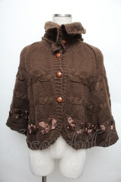 画像3: axes femme / リボン通しポンチョ  ブラウン S-25-12-21-048-AX-JA-HR-ZS