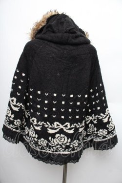 画像2: axes femme / パネル柄ニットポンチョ  黒 S-25-12-21-049-AX-CO-HR-ZS