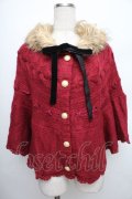 axes femme / ファーフード付きニットポンチョ  赤 S-25-12-21-050-AX-TO-HR-ZS