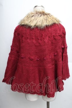 画像2: axes femme / ファーフード付きニットポンチョ  赤 S-25-12-21-050-AX-TO-HR-ZS