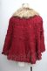 画像2: axes femme / ファーフード付きニットポンチョ  赤 S-25-12-21-050-AX-TO-HR-ZS (2)