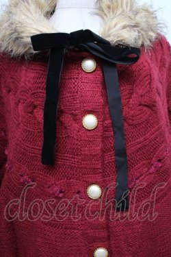 画像3: axes femme / ファーフード付きニットポンチョ  赤 S-25-12-21-050-AX-TO-HR-ZS