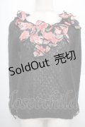 axes femme / 花柄リボンニット  黒 S-25-12-21-051-AX-TO-HR-ZS