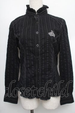 画像1: ALGONQUINS / クラウン刺繍ブラウス  黒 S-25-12-21-056-AL-BL-HR-ZS