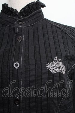 画像3: ALGONQUINS / クラウン刺繍ブラウス  黒 S-25-12-21-056-AL-BL-HR-ZS