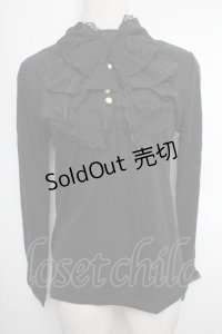 axes femme / BIGリボンカットソー  黒 S-25-12-21-058-AX-TO-HR-ZS