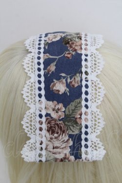 画像2: hiroko tokumine / 花柄ヘッドドレス  紺 S-25-12-21-008-LO-AC-AS-ZS