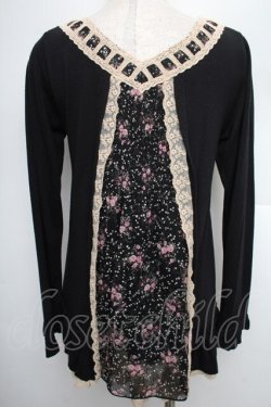 画像2: axes femme / 花柄リボンチュニック  黒 S-25-12-21-059-AX-TS-HR-ZS