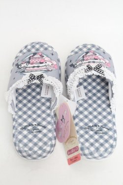 画像1: m petit by misako / マイメロディクロミスリッパ  黒 S-25-12-21-014-LO-ZA-AS-ZS