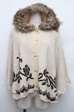 画像1: axes femme / フード付パネル柄JQポンチョ  ベージュ S-25-12-21-035-AX-CO-HR-ZS