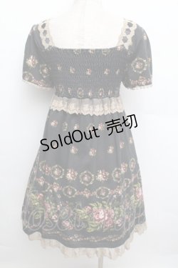 画像1: axes femme / カットソー花リース柄チュニ  黒 S-25-12-23-034-AX-OP-HR-ZS