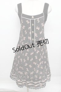 axes femme / ドットリボン柄ワンピース  黒 S-25-12-23-036-AX-OP-HR-ZS