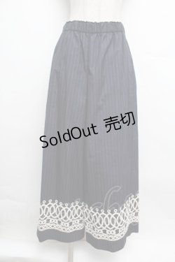 画像1: Jane Marple Dans Le Salon / ピンストライプとヴィンテージレースのパンツ  紺 S-25-12-23-047-JM-PA-AS-ZS