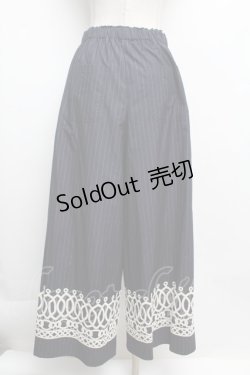 画像2: Jane Marple Dans Le Salon / ピンストライプとヴィンテージレースのパンツ  紺 S-25-12-23-047-JM-PA-AS-ZS