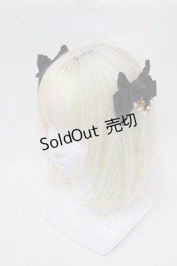 画像1: Angelic Pretty / Crownグログランリボンコーム  黒 S-25-12-23-054-AP-SK-HR-ZS