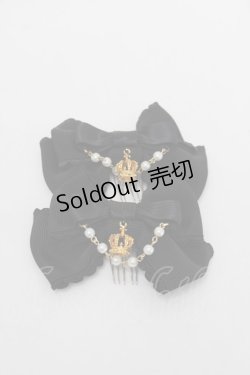 画像2: Angelic Pretty / Crownグログランリボンコーム  黒 S-25-12-23-054-AP-SK-HR-ZS