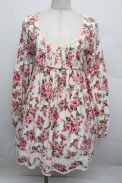 画像1: LIZ LISA / ローズ柄チュニック  白ｘピンク S-25-12-23-017-LO-TO-HR-ZS