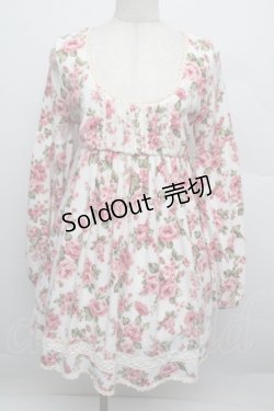 画像1: LIZ LISA / ローズ柄チュニック  白ｘピンク S-25-12-23-017-LO-TO-HR-ZS