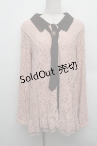 axes femme / タイ付き総レースチュニック  アワピンク S-25-12-23-019-AX-OP-HR-ZS