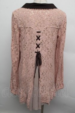 画像3: axes femme / タイ付き総レースチュニック  アワピンク S-25-12-23-019-AX-OP-HR-ZS