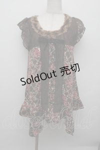 axes femme / 花柄アウタータンク  ブラウン S-25-12-23-023-AX-TO-HR-ZS