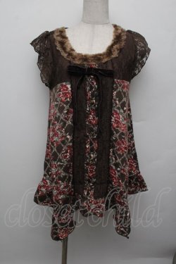 画像1: axes femme / 花柄アウタータンク  ブラウン S-25-12-23-023-AX-TO-HR-ZS