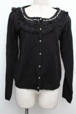 画像1: axes femme / パール使いニットカーディガン  黒 S-25-12-24-036-AX-TO-HR-ZS