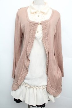 画像1: axes femme / カーディガン重ね着風ワンピース  ピンクベージュｘオフ S-25-12-24-040-AX-BL-HR-ZS