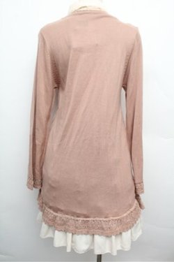 画像2: axes femme / カーディガン重ね着風ワンピース  ピンクベージュｘオフ S-25-12-24-040-AX-BL-HR-ZS