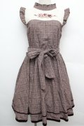 axes femme POETIQUE / バラ刺繍入りチェックワンピース  ブラウン S-25-12-24-044-AX-OP-HR-ZS