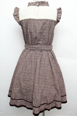 画像2: axes femme POETIQUE / バラ刺繍入りチェックワンピース  ブラウン S-25-12-24-044-AX-OP-HR-ZS