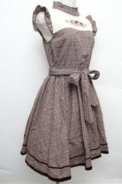 画像3: axes femme POETIQUE / バラ刺繍入りチェックワンピース  ブラウン S-25-12-24-044-AX-OP-HR-ZS