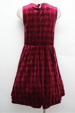 画像2: axes femme / アーガイルエンボスベロアワンピース  ワイン S-25-12-24-045-AX-OP-HR-ZS