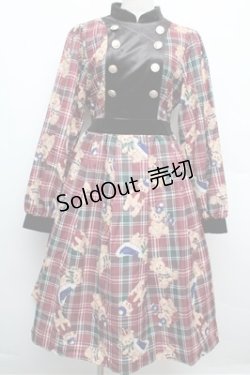 画像1: axes femme Kawaii / ロイヤルベアーズ柄ワンピース  赤 S-25-12-24-046-AX-OP-AS-ZS