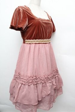 画像3: axes femme Nostalgic / ベロア切替ワンピース  ピンク S-25-12-24-047-LO-OP-HR-ZS