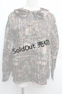 Jane Marple / Grimm stained glassシャツ  黒 S-25-12-24-053-JM-TO-HR-ZS