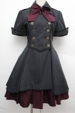 画像1: ATELIER BOZ //メイファススカート付ジャケットワンピース  黒×ワイン S-25-12-24-056-EL-OP-TK-ZS (1)