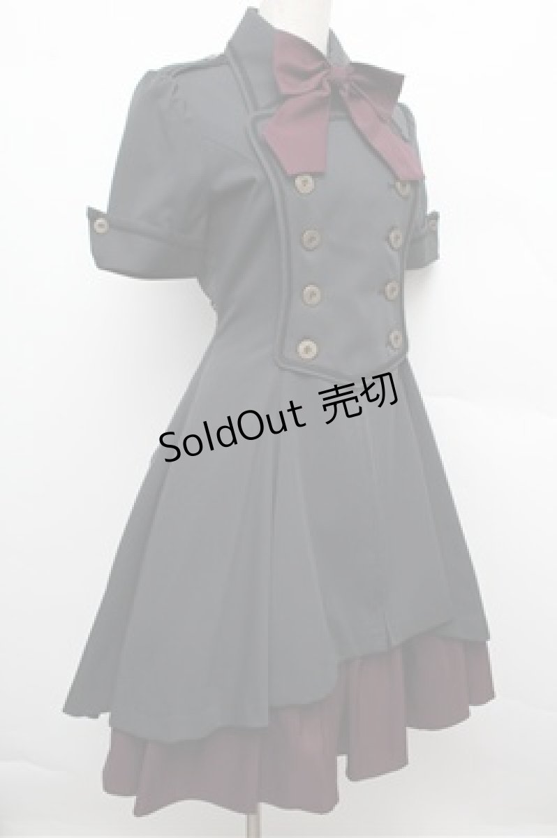 画像3: ATELIER BOZ //メイファススカート付ジャケットワンピース  黒×ワイン S-25-12-24-056-EL-OP-TK-ZS (3)