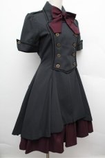 画像3: ATELIER BOZ //メイファススカート付ジャケットワンピース  黒×ワイン S-25-12-24-056-EL-OP-TK-ZS (3)