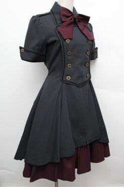 画像3: ATELIER BOZ //メイファススカート付ジャケットワンピース  黒×ワイン S-25-12-24-056-EL-OP-TK-ZS