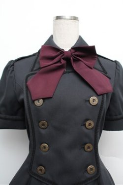 画像4: ATELIER BOZ //メイファススカート付ジャケットワンピース  黒×ワイン S-25-12-24-056-EL-OP-TK-ZS