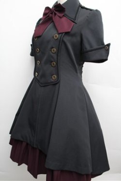 画像5: ATELIER BOZ //メイファススカート付ジャケットワンピース  黒×ワイン S-25-12-24-056-EL-OP-TK-ZS