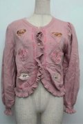 axes femme kawaii / Rosy Bearニットカーデ  ピンク S-25-12-24-029-AX-TO-HR-ZS
