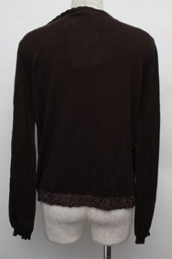 画像2: axes femme / 裾レースカーディガン  ブラウン S-25-12-24-031-AX-TO-HR-ZS