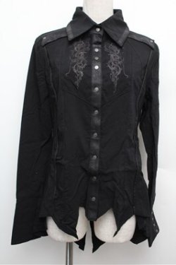 画像1: Ozz Croce / 刺繍イレヘムストラッチブラウス  黒 S-25-12-24-034-OO-BL-HR-ZS