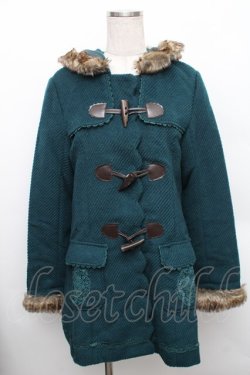 画像1: axes femme / ファーフードダッフルコート  グリーン S-25-12-25-033-AX-CO-TK-ZS