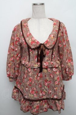 画像1: LIZ LISA / 花柄チェックチュニック 0 ブラウン S-25-12-25-036-LO-TO-TK-ZS